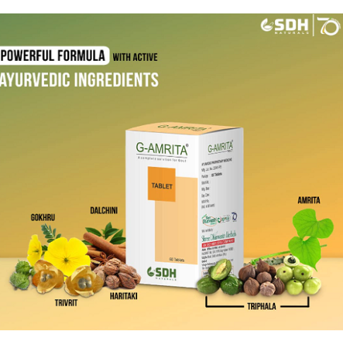 Shree Dhanwantri G-Amrita Capsules 60 Tablets – Uric Acid & Joint Support - LUXURY GLOW