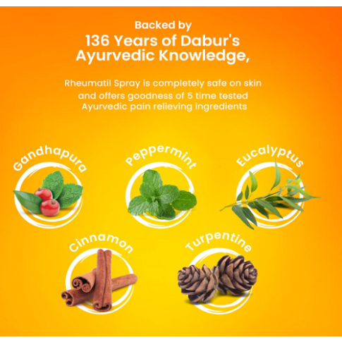Dabur Rheumatil Spray for Joint, Muscle & Back Pain Relief (40 g)