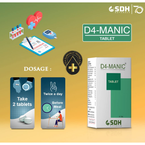 Shree Dhanwantri D4-Manic Tablet for Blood Sugar & Metabolic Support (60 Tablets)