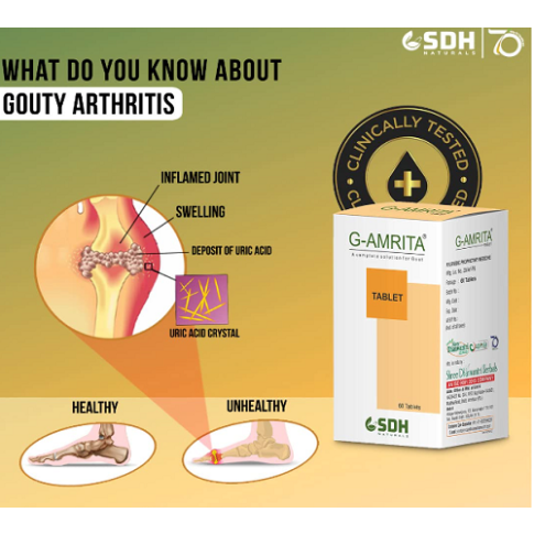 Shree Dhanwantri G-Amrita Capsules 60 Tablets – Uric Acid & Joint Support - LUXURY GLOW