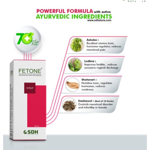 Shree Dhanwantri Fetone Syrup – Ayurvedic Women’s Tonic for Hormonal Balance (200ml)