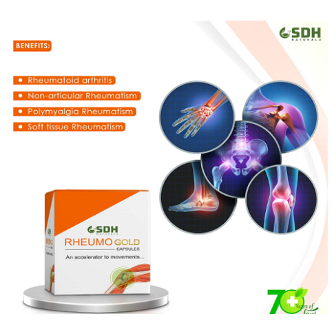 Shree Dhanwantri Rheumo Gold Capsules for Severe Joint Pain & Inflammation (50 Capsules)