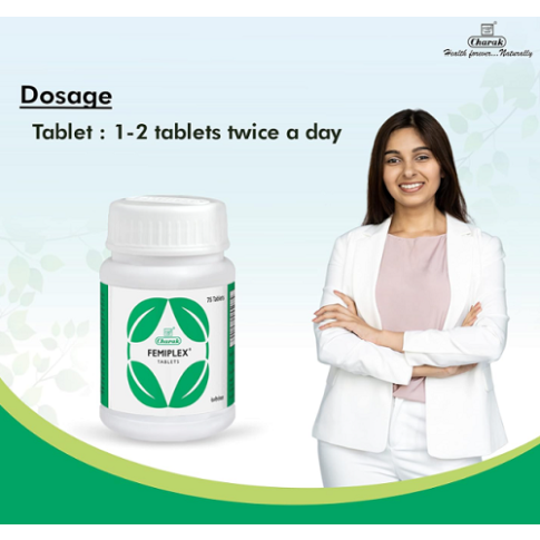 Charak Femiplex Tablets | Ayurvedic Support for Vaginitis, White Discharge & Recurrence Control
