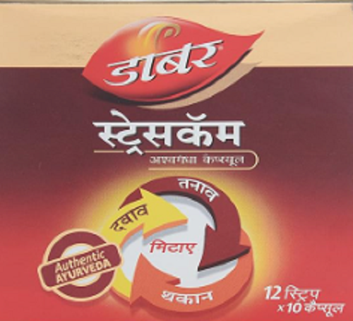 Dabur Stresscom Capsules – Ayurvedic Ashwagandha for Stress Relief, Energy & Immunity