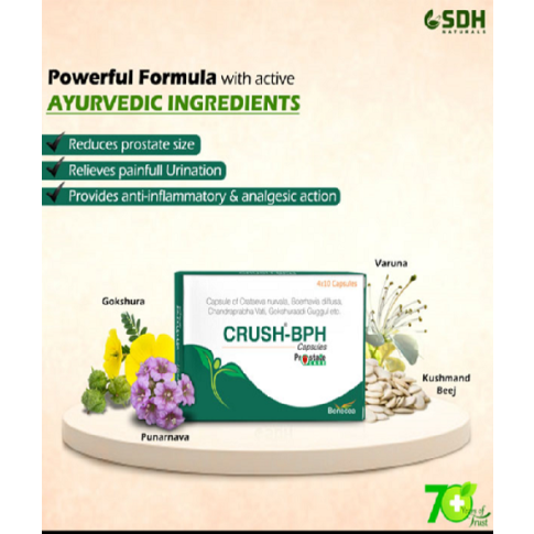 Shree Dhanwantri Crush-BPH Capsule for Prostate & Urinary Health (40 Capsules)