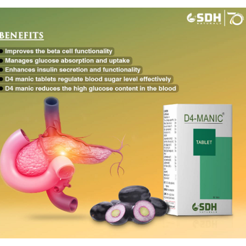 Shree Dhanwantri D4-Manic Tablet for Blood Sugar & Metabolic Support (60 Tablets)