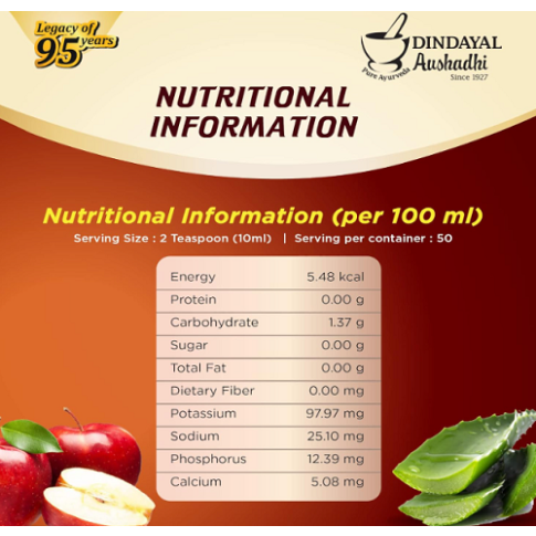 Dindayal Apple Cider Plus Vinegar with Aloe Vera & Mother – Daily Wellness Support