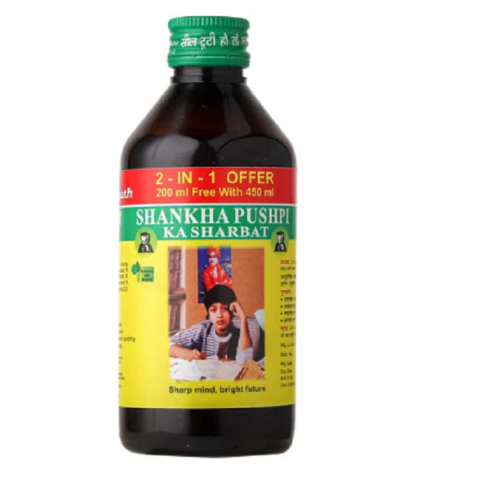 Baidyanath Shankha Pushpi Sharbat – Ayurvedic Memory, Focus & Stress Relief Tonic (200ml)