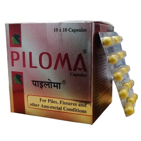 Growel Pharmaceuticals Piloma Capsules – Ayurvedic Relief for Piles, Fissures & Ano-Rectal Pain (10 Capsules)