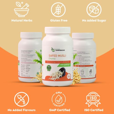 Dawaibazar Safed Musli Churna 100g – Organic Ayurvedic Vitality Powder - LUXURY GLOW