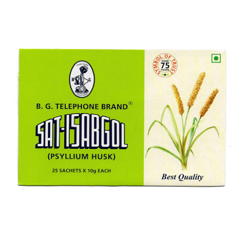 Telephone Sat-Isabgol 10g Sachets (Pack of 25) Triple Refined Psyllium Husk for Digestive Support - LUXURY GLOW