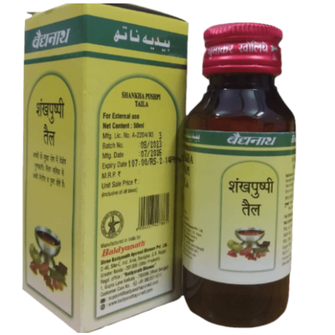 Baidyanath Shankha Pushpi Tel – Ayurvedic Oil for Memory, Stress Relief & Mental Strength (50ml)