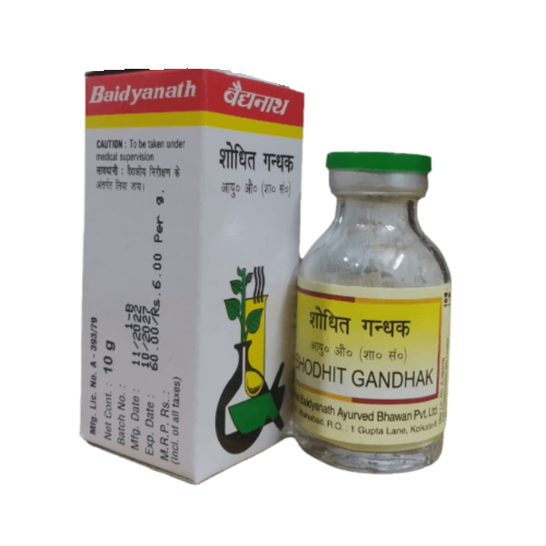 Baidyanath Shodhit Gandhak Powder – Skin Health, Digestion & Immunity Support (10g)