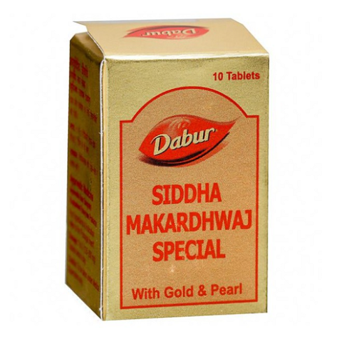 Dabur Siddha Makardhwaj Special Tablet – Ayurvedic Rejuvenation, Energy & Heart Strength Support (10 Tablets)