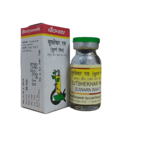 Baidyanath Sutshekhar Ras (Suwarn Rahit) – Ayurvedic Support for Acidity, Digestion & Stress Relief
